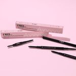 U'NUCO Ezyyyyy 2in1 Eyebrow Pencil Duo Black and Choco Brown Triangle Round Tip Hidden Brush K-Beauty _ Made in Korea